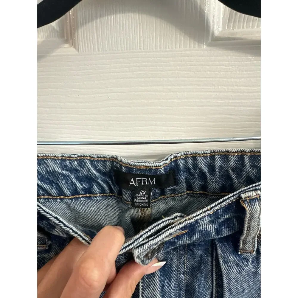 AFRM Rhett Carpenter Barrel Jeans Sz 29 Blue Denim Jeans Utility GREAT! - Picture 5 of 7